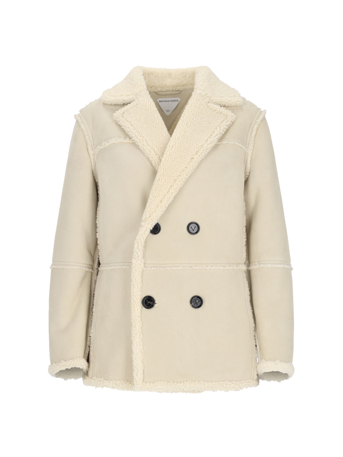 Shop Bottega Veneta Shearling Jacket In Cream