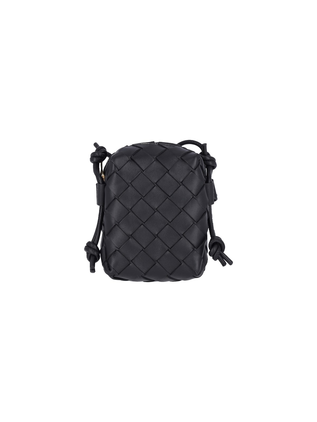 Bottega Veneta Woven Shoulder Bag Adjustable Strap In Black