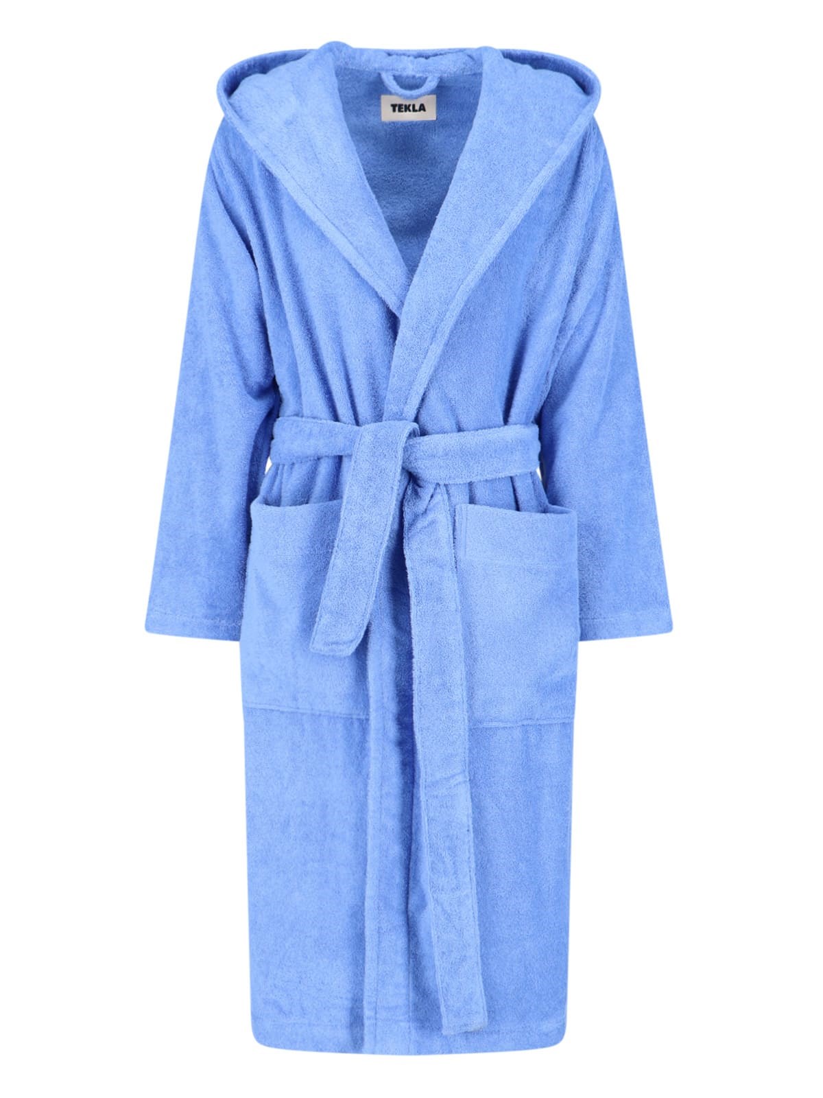 Tekla Hooded Bathrobe In Blue