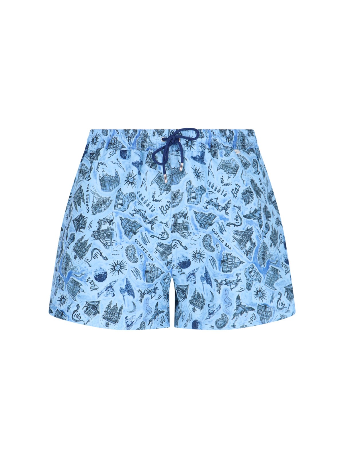 Paul Smith Blue 'souvenir' Print Swim Shorts In Light Blue