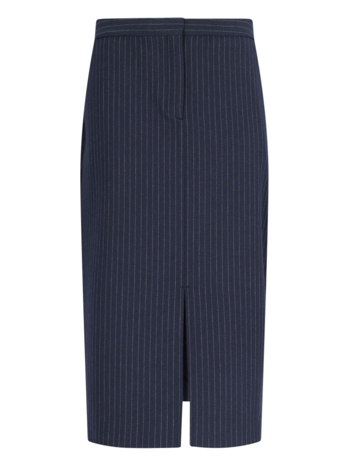 Shop Calvin Klein Pinstriped Midi Skirt In Blue