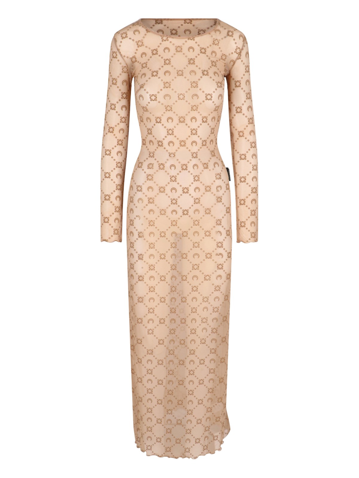 Shop Marine Serre 'moonogram Mesh Flock' Maxi Dress In Beige