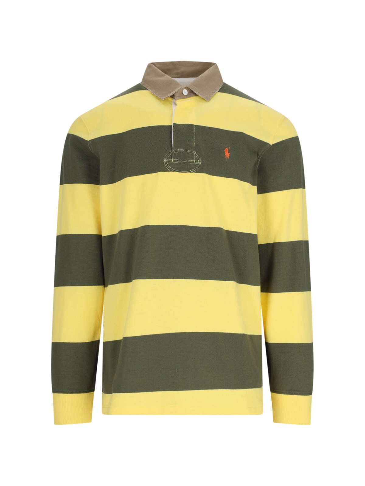 Polo Ralph Lauren Classic Fit Khaki-collar Rugby Shirt In Yellow