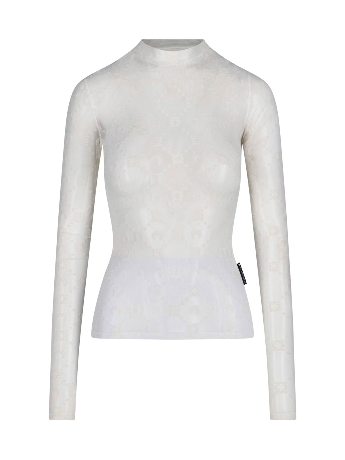 Marine Serre Recycled Mesh Flock Second Skin Highneck Top In White