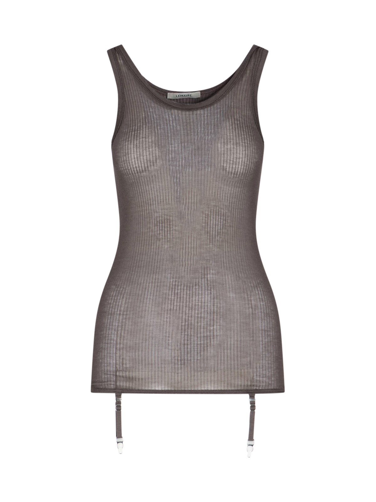 Lemaire Ribbed Texture Tank Top With Adjustable Straps In Brown