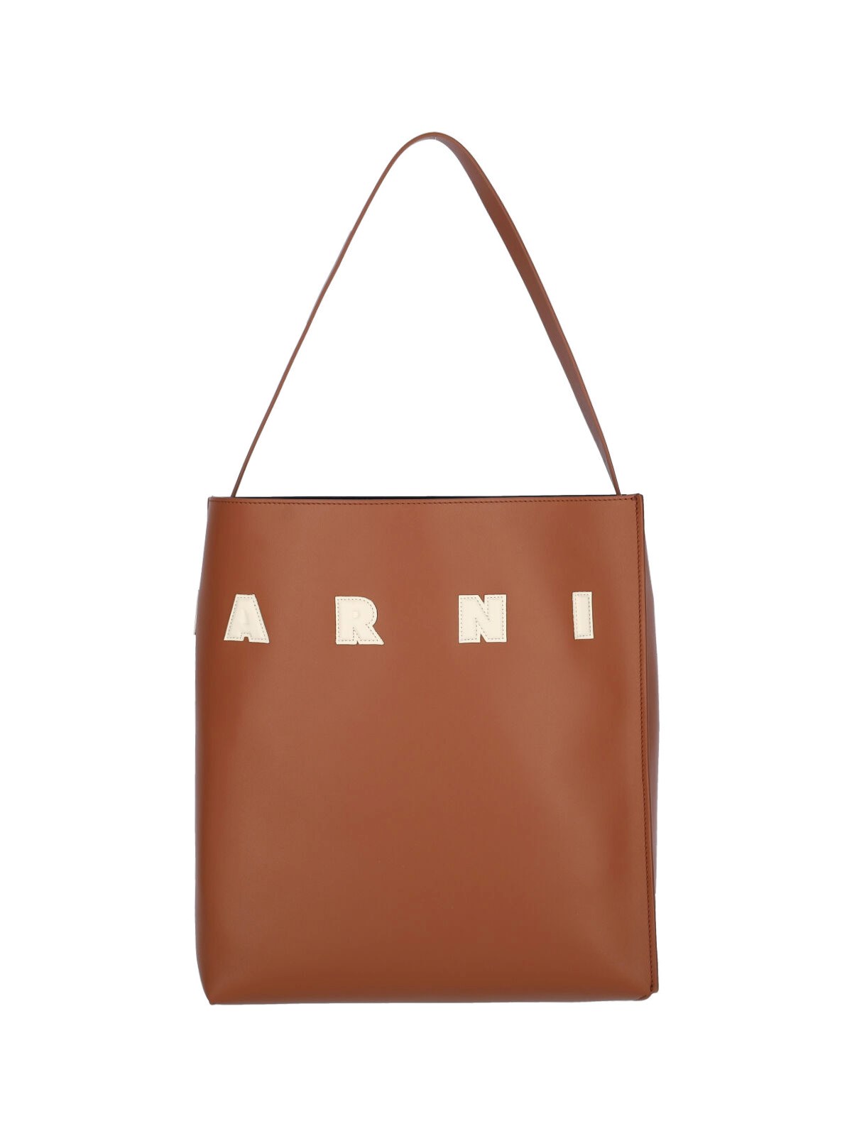 Marni Tote Bag With Elegant Lettering And Sophisticated Design In Brown