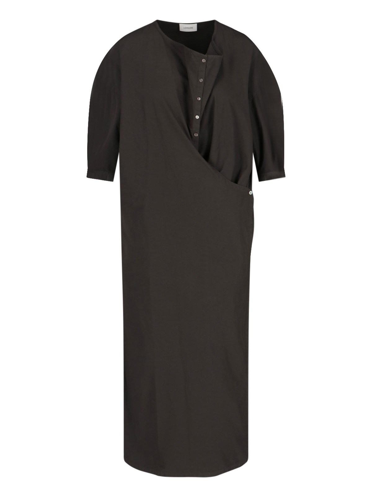 Lemaire Cotton Long Dress Side Slits In Brown