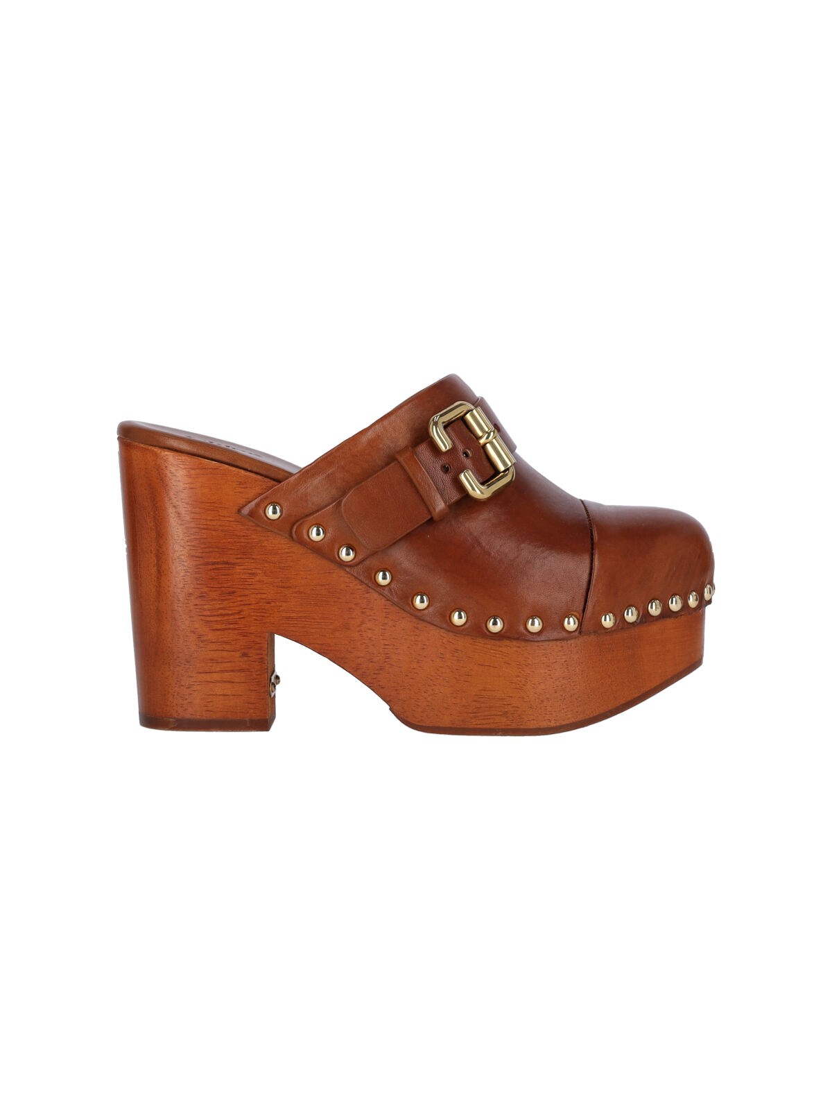 Shop Chloé 'jeannette' Wedge Mules In Brown