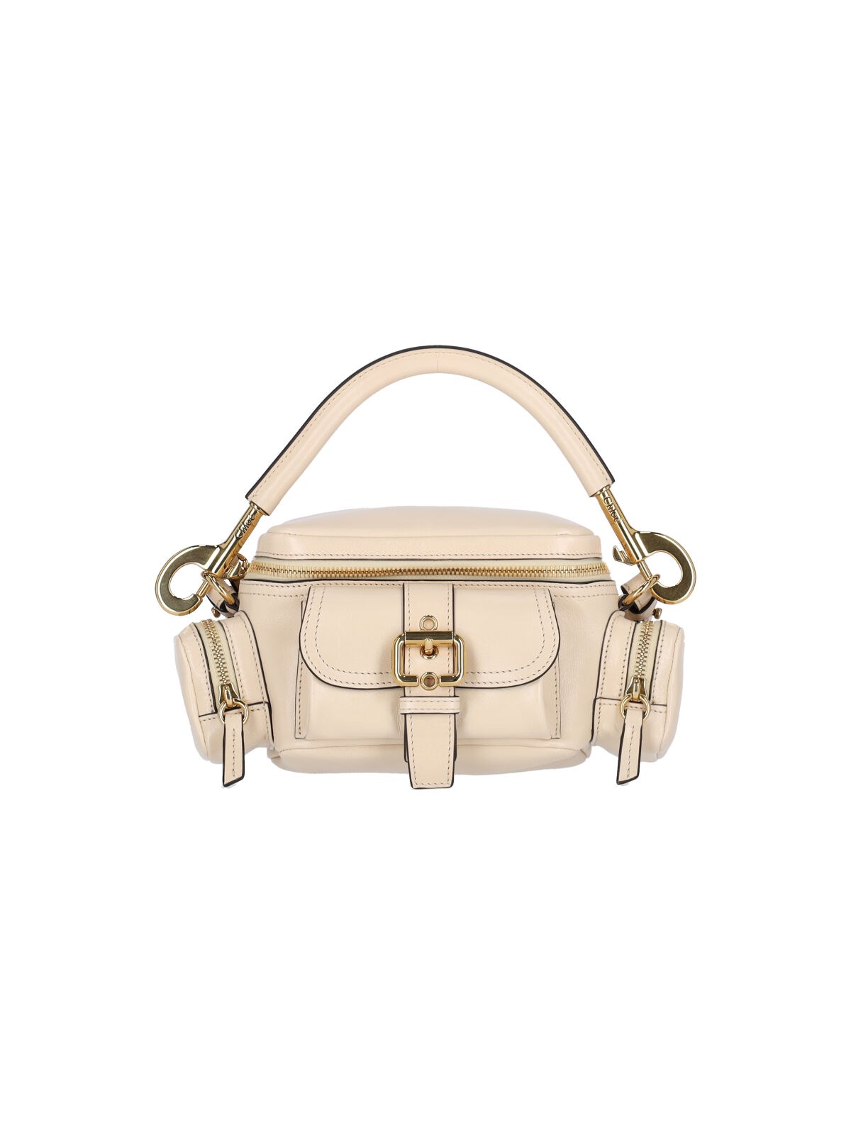 Chloé Small Camera Bag In Shiny Leather Beige Size Onesize 100% Bubalus Bubalis, Farmed, Coo Italy In Neutral