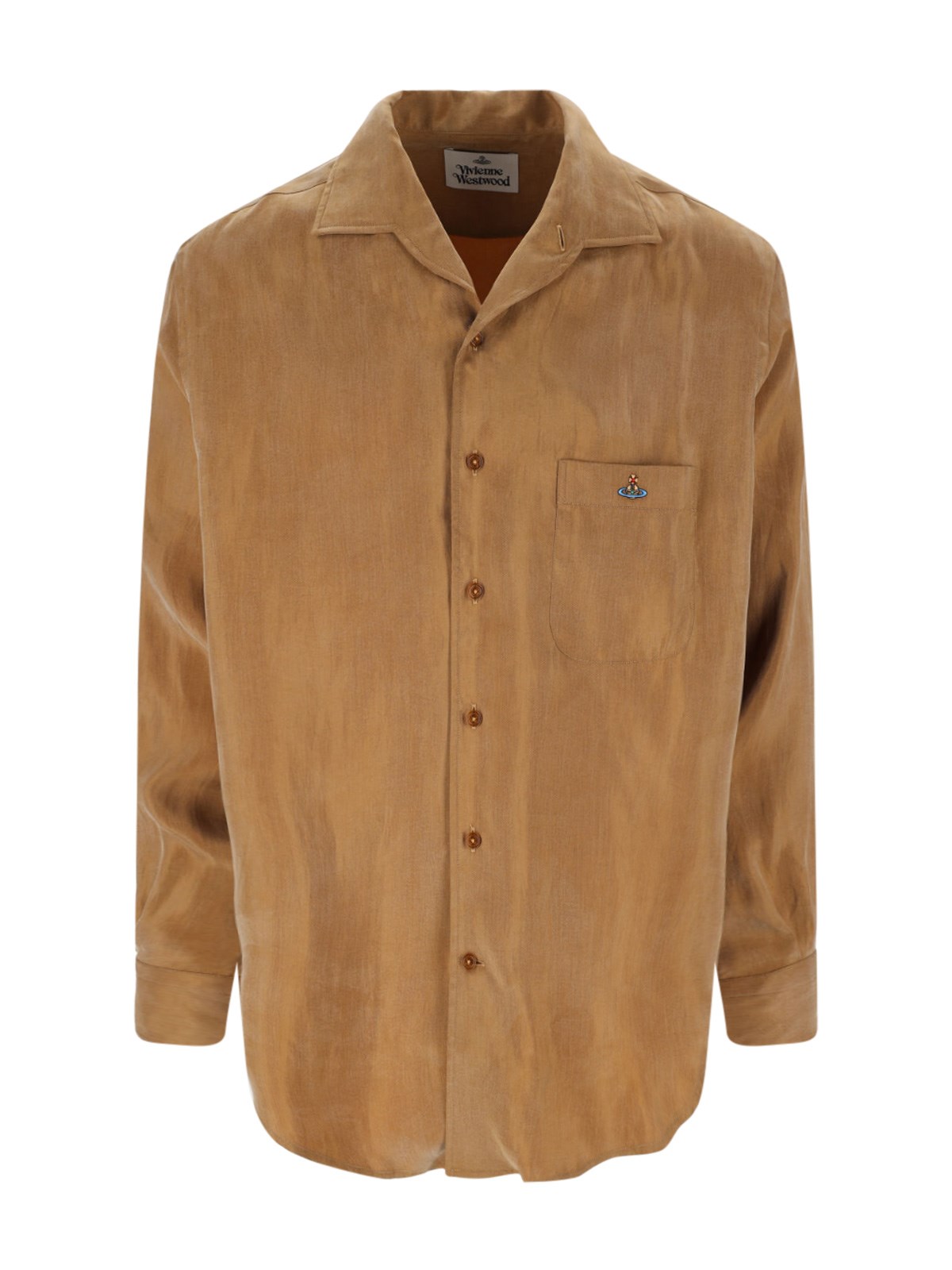 Vivienne Westwood Collared Shirt With Long Sleeves And Chest Pocket In Brown