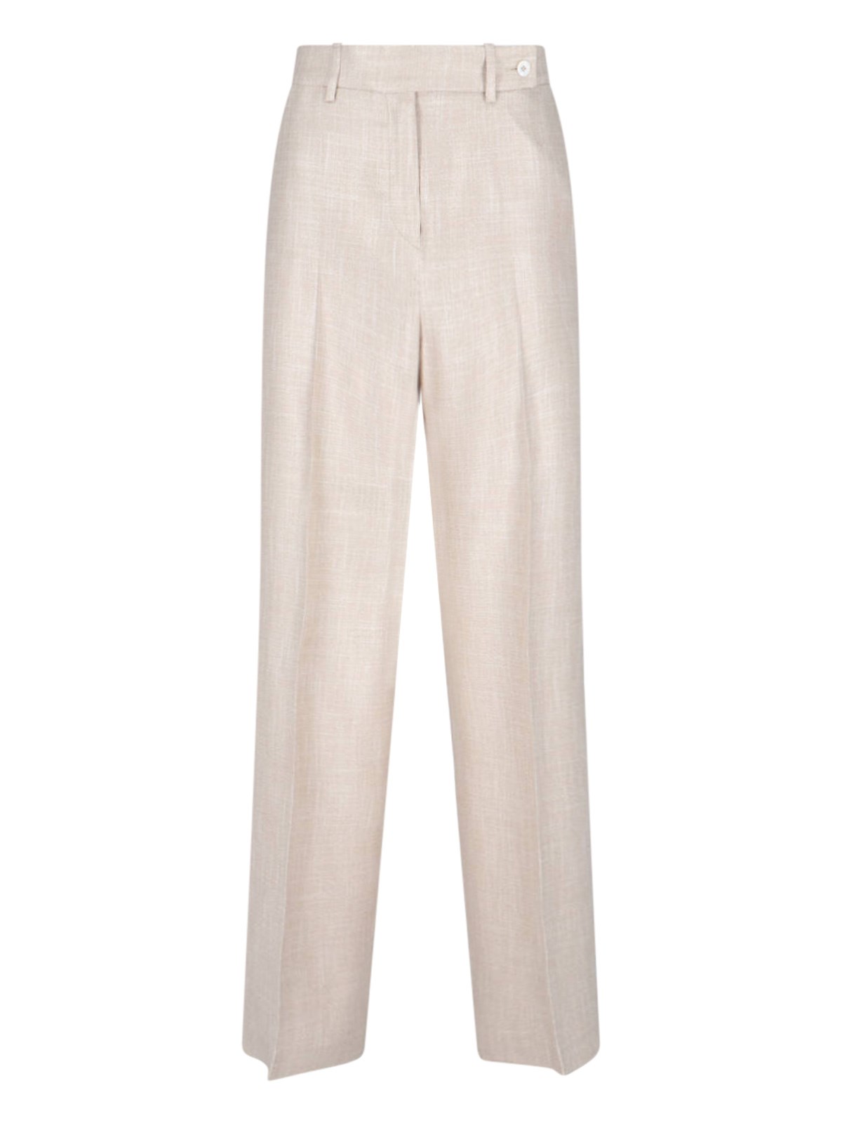 Kiton Metallic Crepe Straight-leg Trousers In Beige