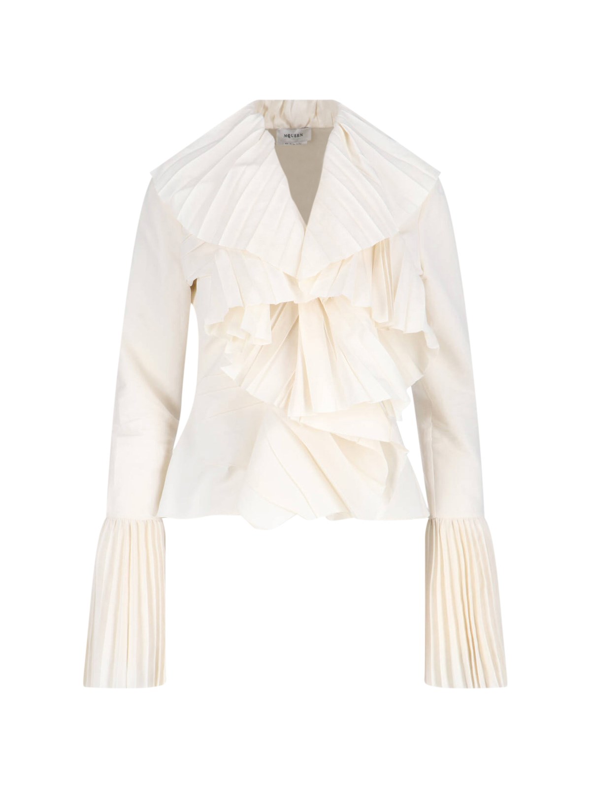 Shop Alexander Mcqueen Pleated Blouse In White
