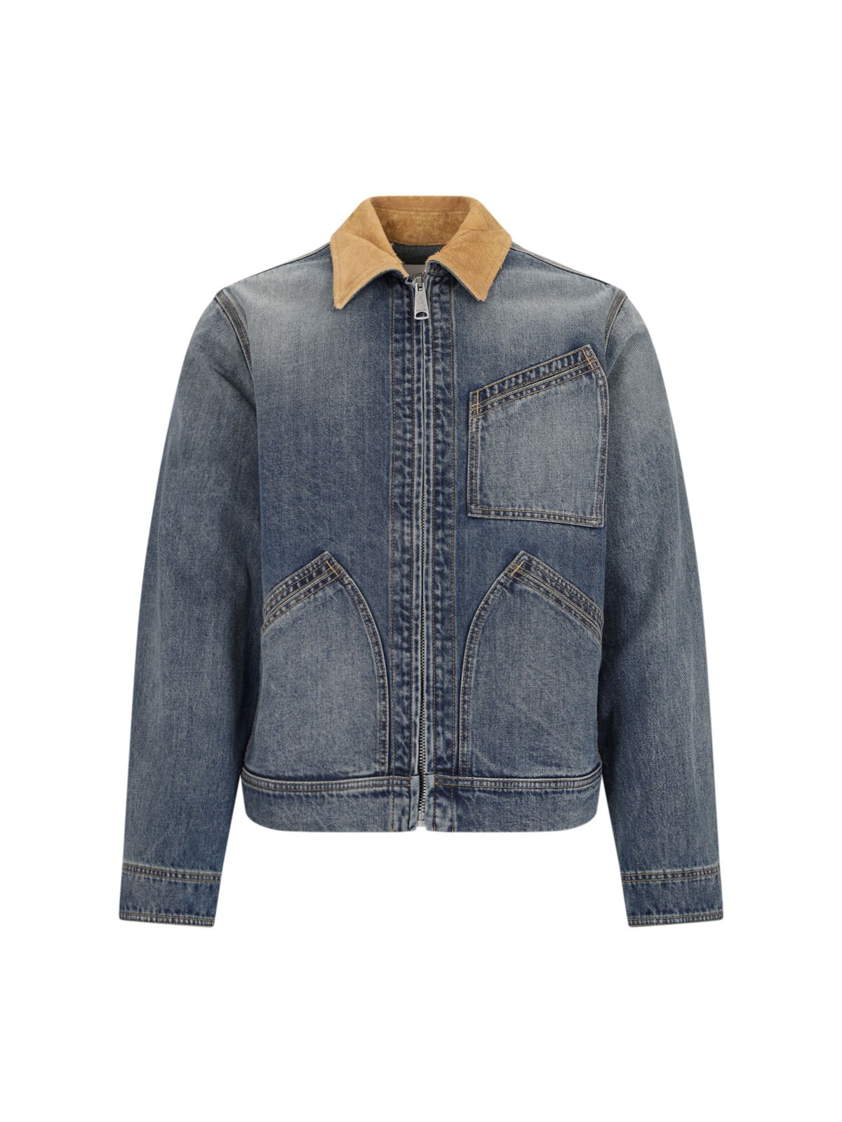 Shop Alexander Mcqueen Denim Zip Jacket In Blue
