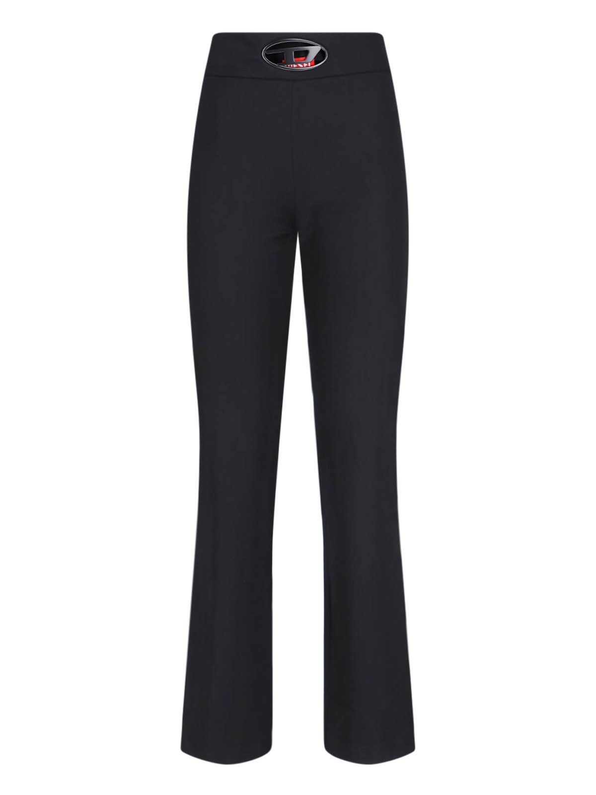 Diesel P-erseus Twill Pants With Metal Oval D Plaque In Black