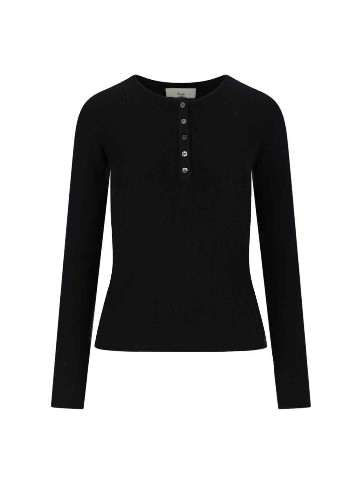 Dunst Black Buttoned Knit T-shirt In Black