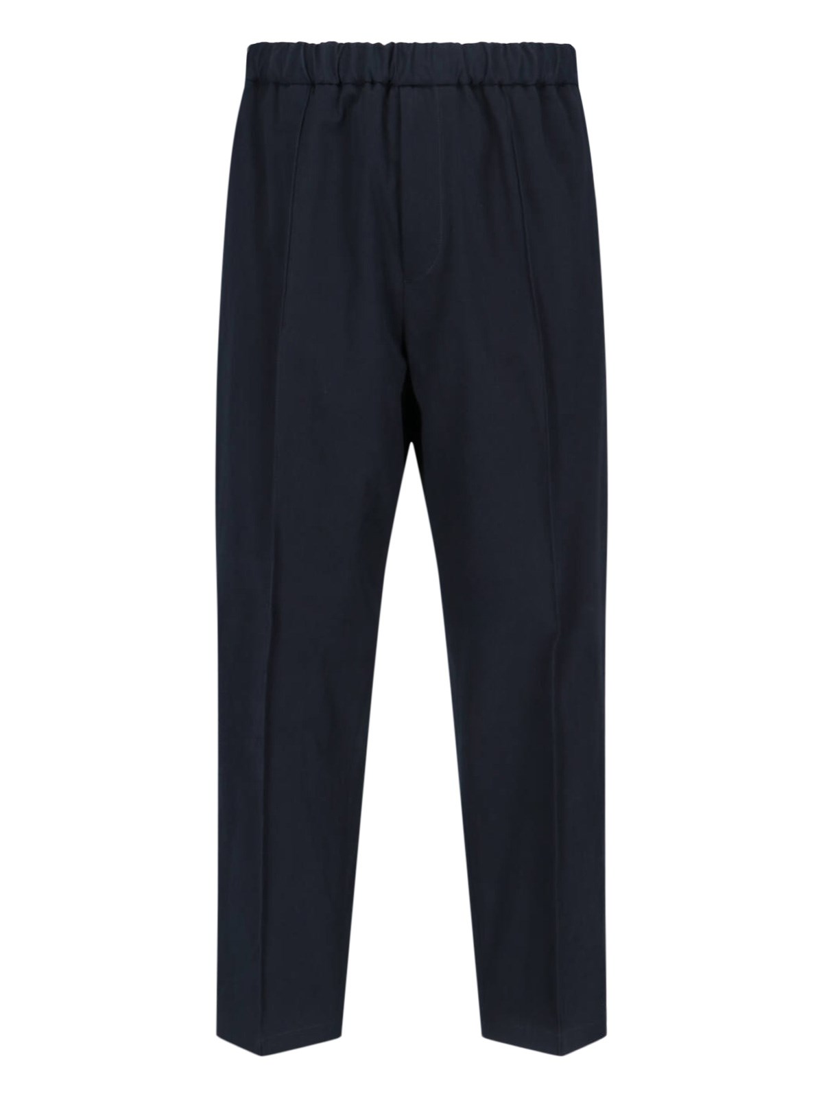Jil Sander Navy Cotton Gabardine Tapered Trousers In Blue