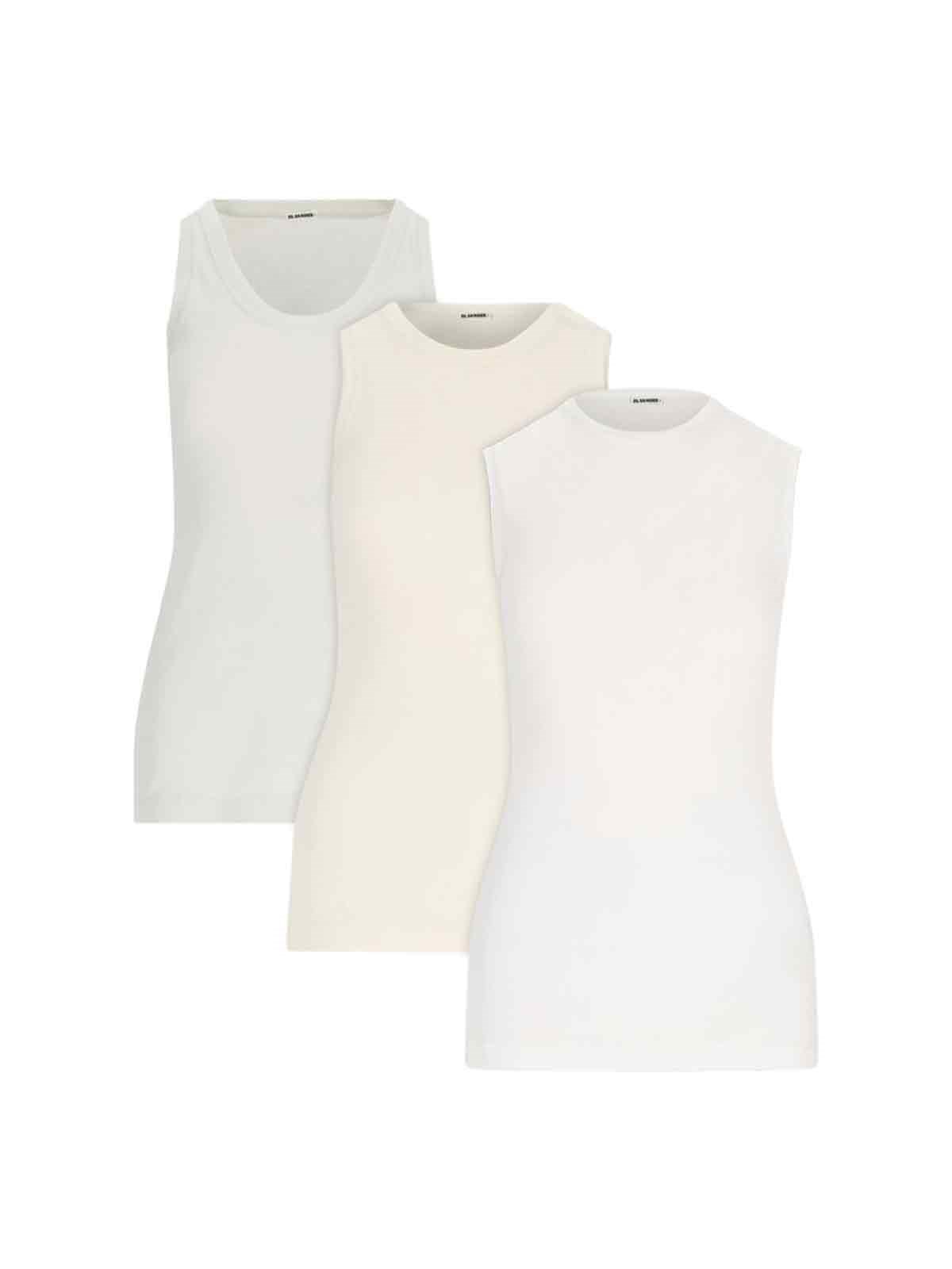 Jil Sander Tank Top Set Of 3 - White & Cream In White