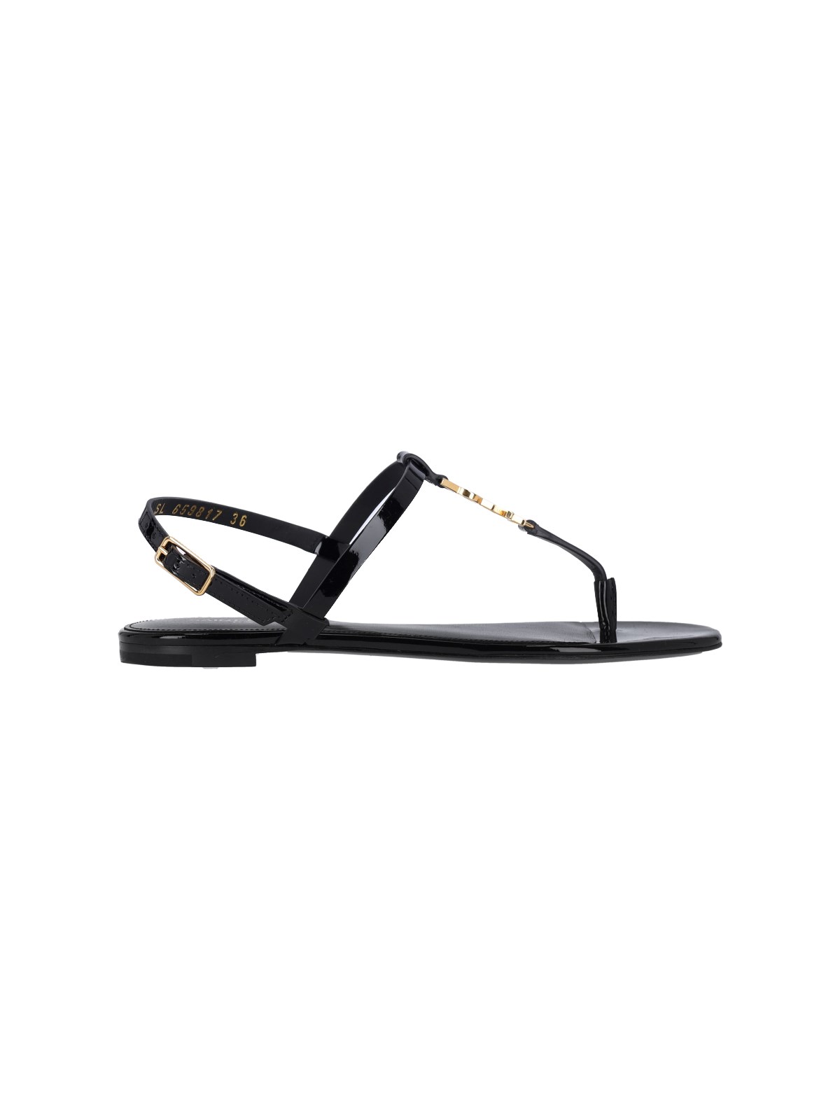 Shop Saint Laurent 'cassandra' Flat Sandals In Black