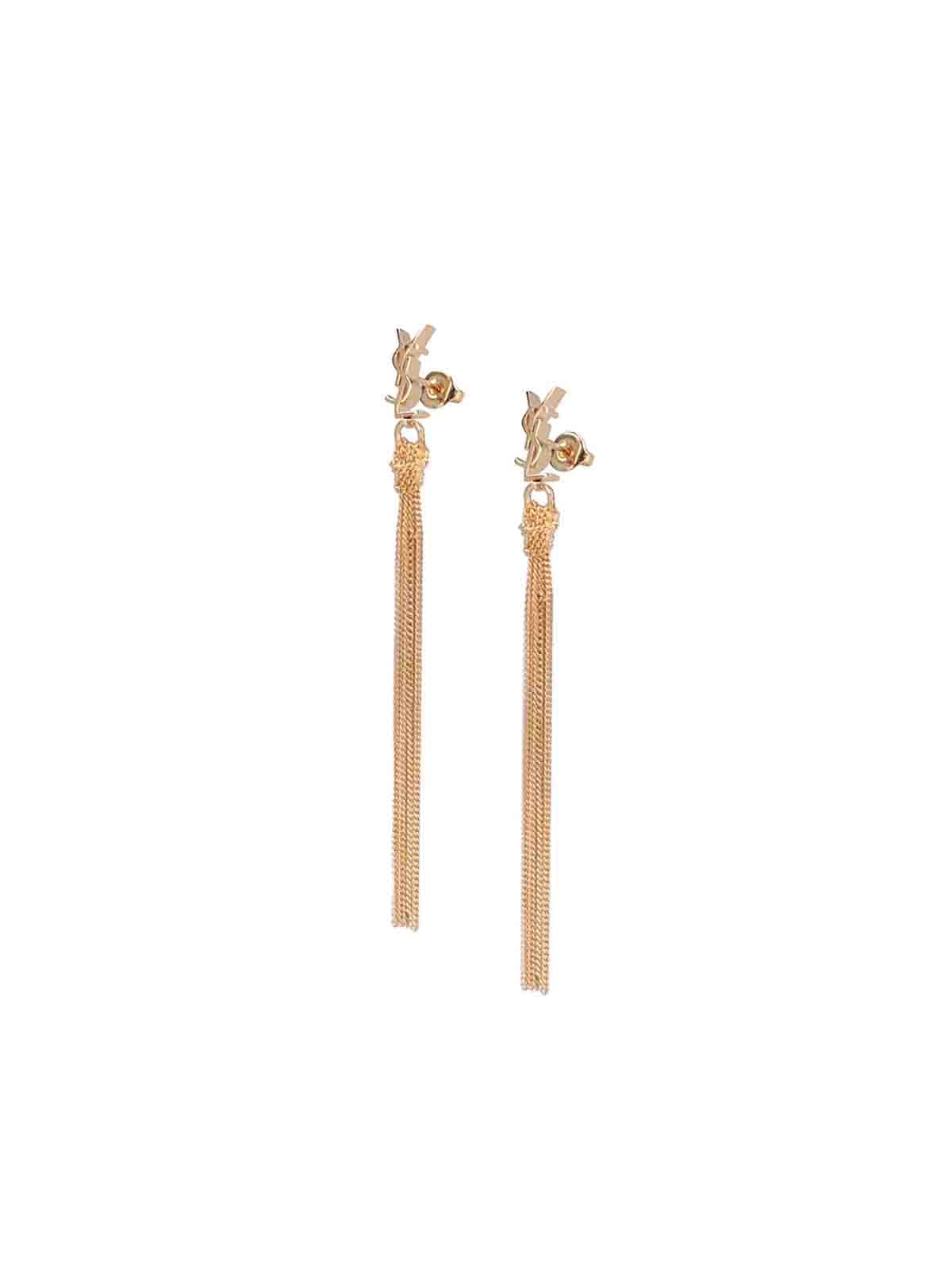 Saint Laurent 'cassandre' Tassel Earrings In Gold