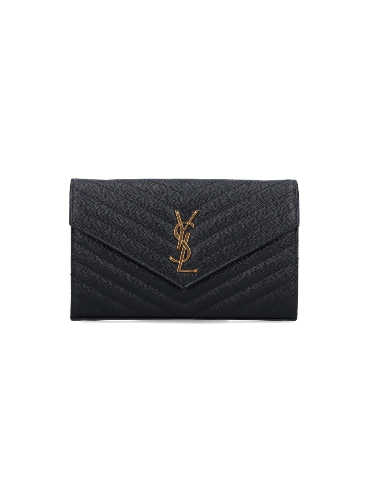 Saint Laurent 'cassandre' Pouch With Chain In Black