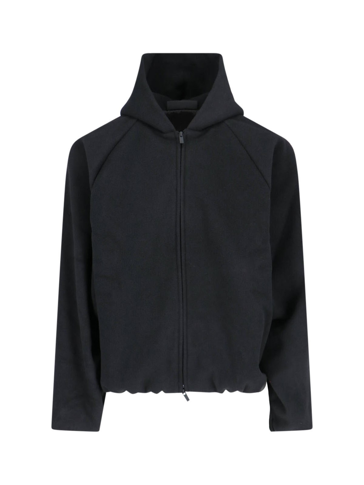 Essentials Logo Hooded Bomber Jacket In Black