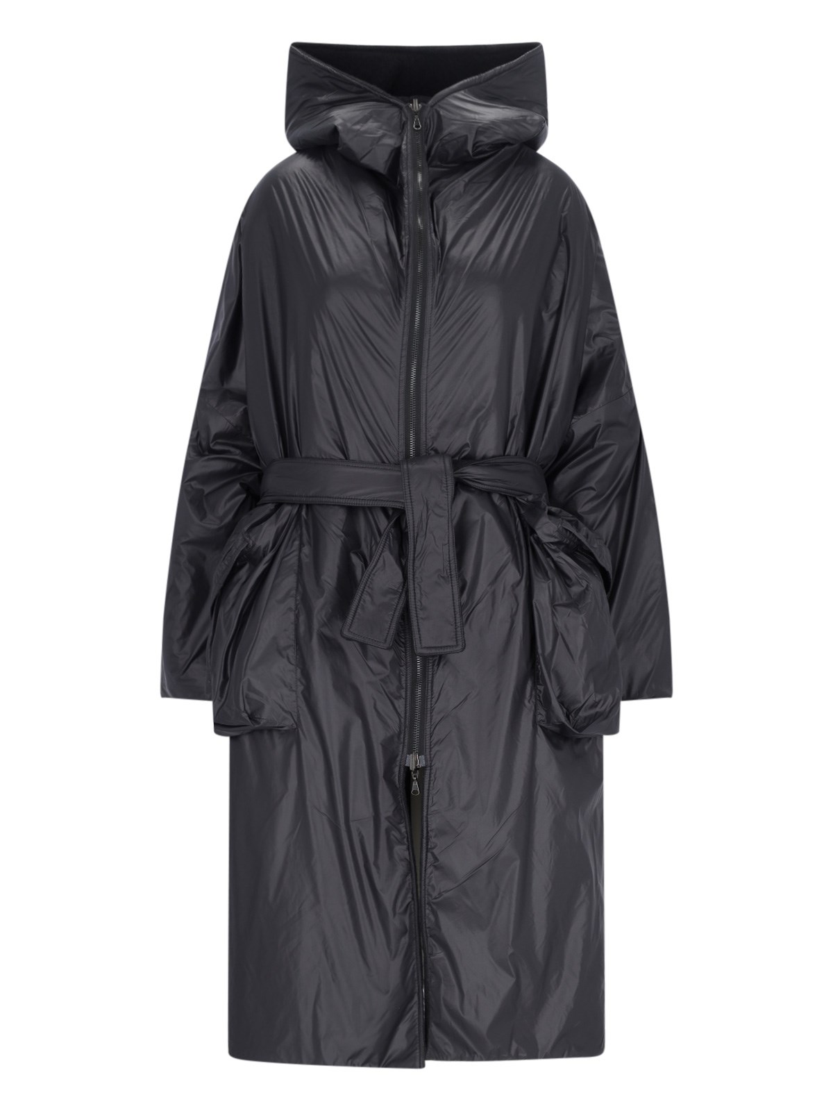 Shop Kimo No-rain Maxi Hooded Down Jacket In Black  