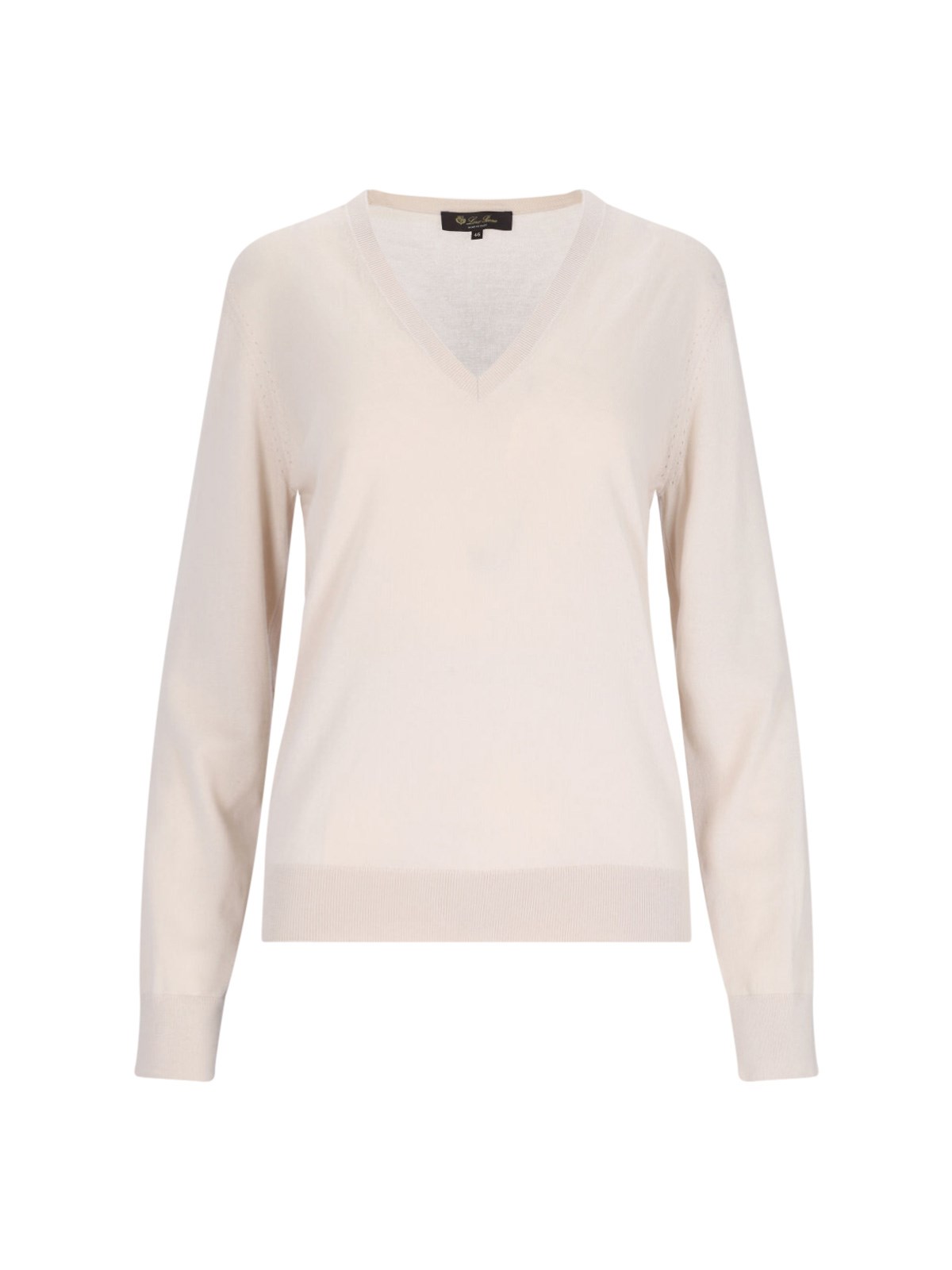Loro Piana Classic V-neck Knitwear With Ribbed Details In Beige