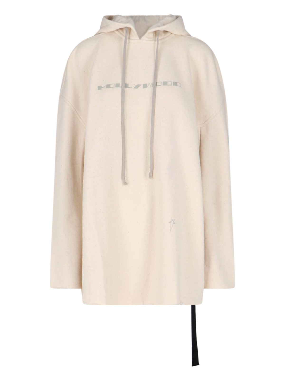 Rick Owens Drkshdw Graphic Print Hooded Sweatshirt In Cream