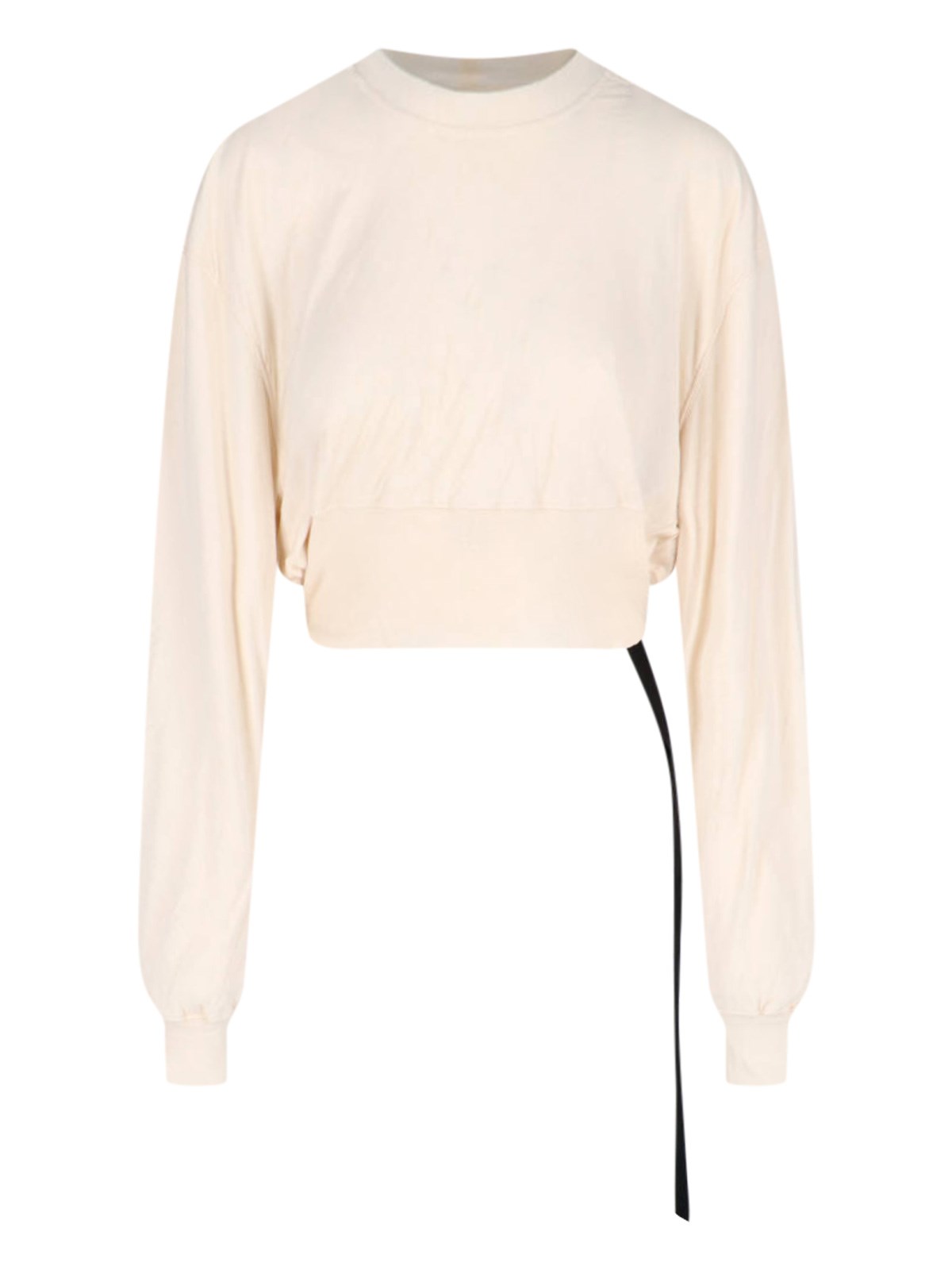 Shop Rick Owens Drkshdw Cropped T-shirt With Lace In Cream