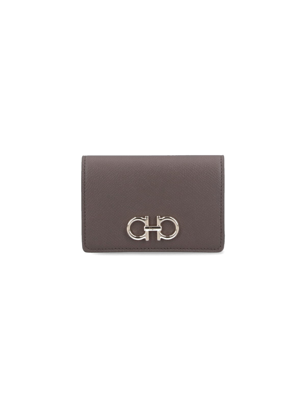 Ferragamo 'gancini' Bi-fold Card Holder In Taupe