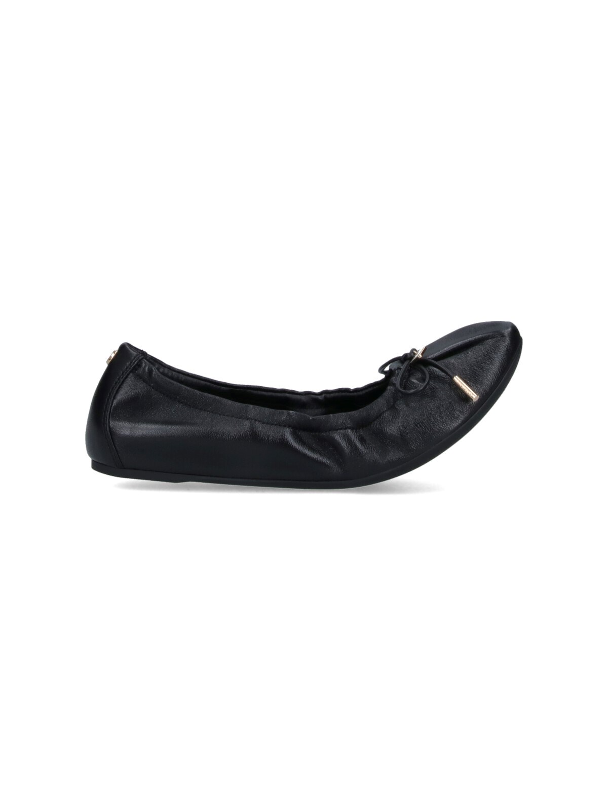 Ferragamo Elasticated Nappa Leather Ballet Flats In Black