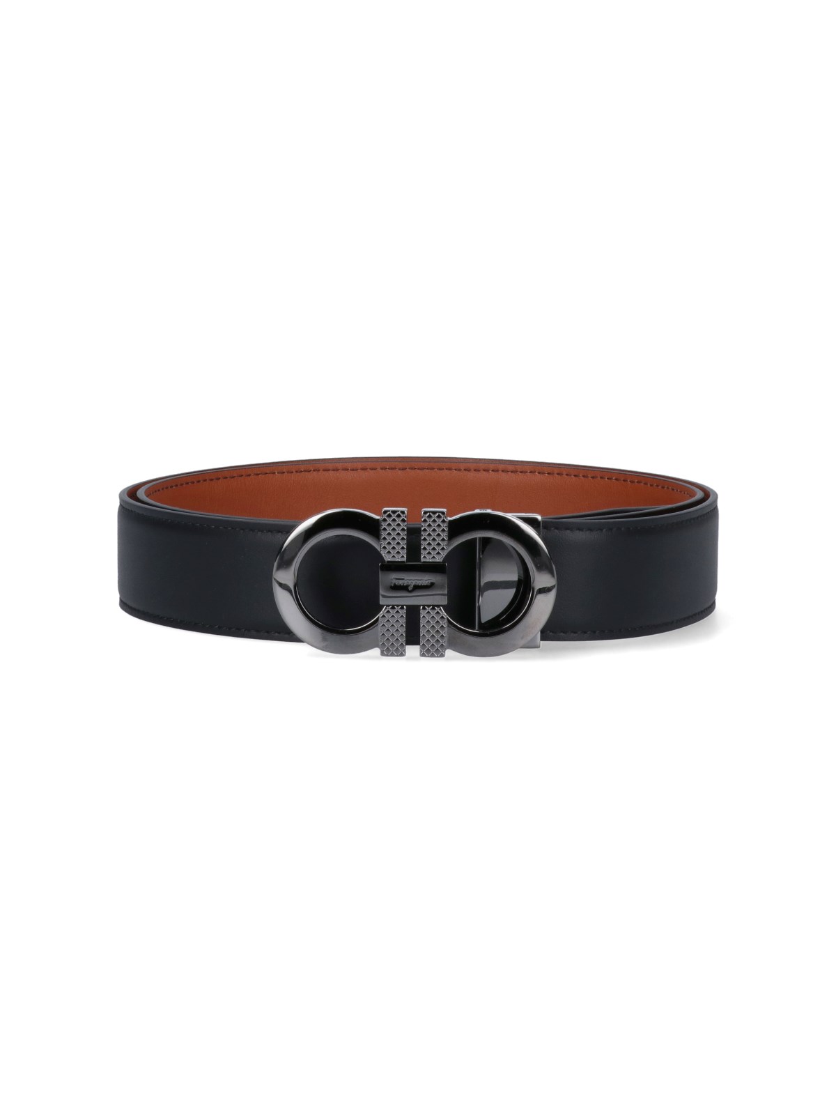 Shop Ferragamo 'gancini' Reversible Belt In Black