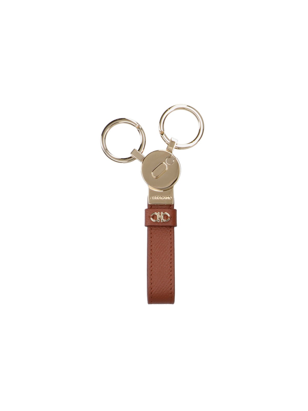 Ferragamo Gancini Keyring In Brown