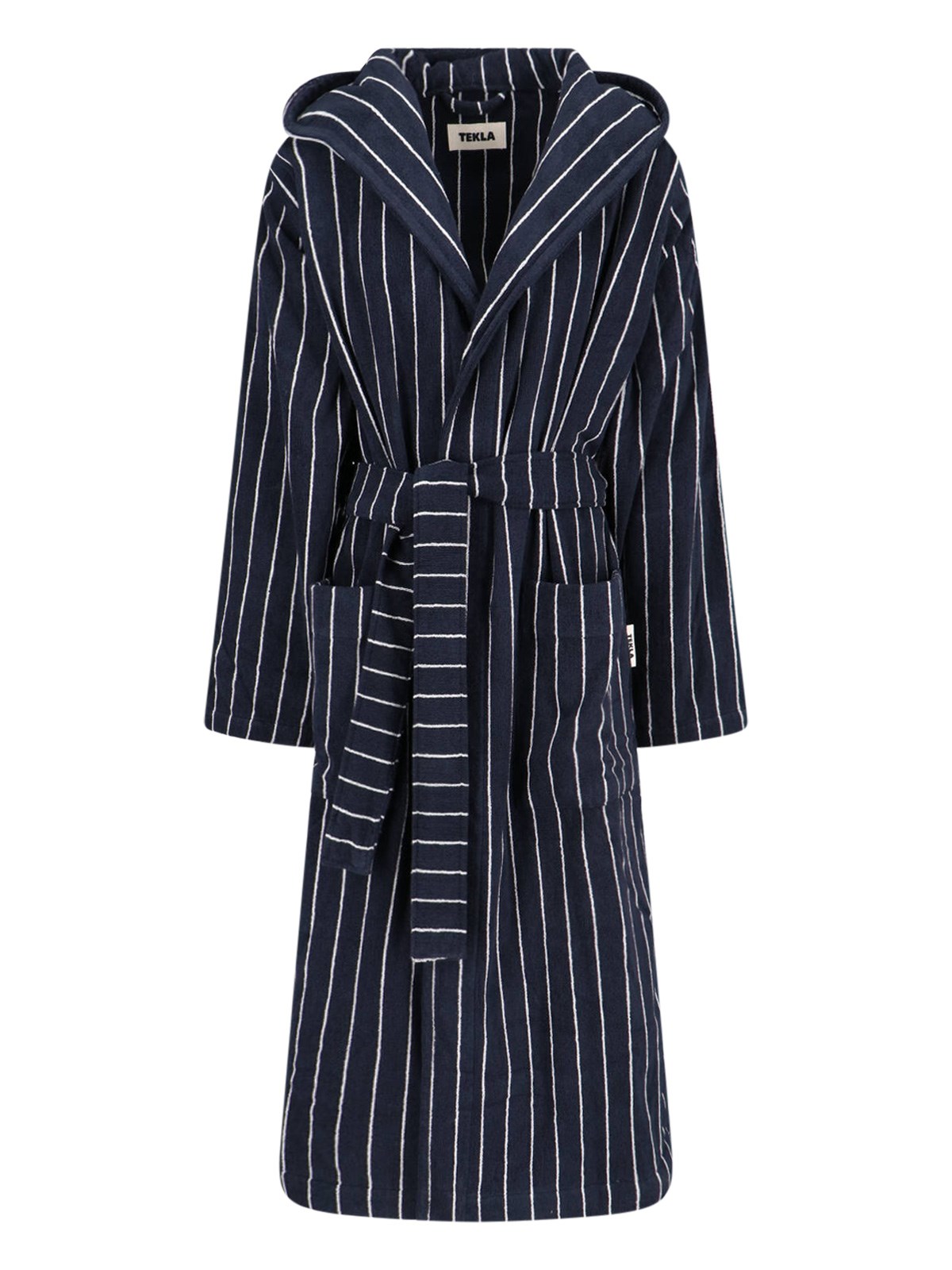 Shop Tekla Classic Bathrobe In Blue