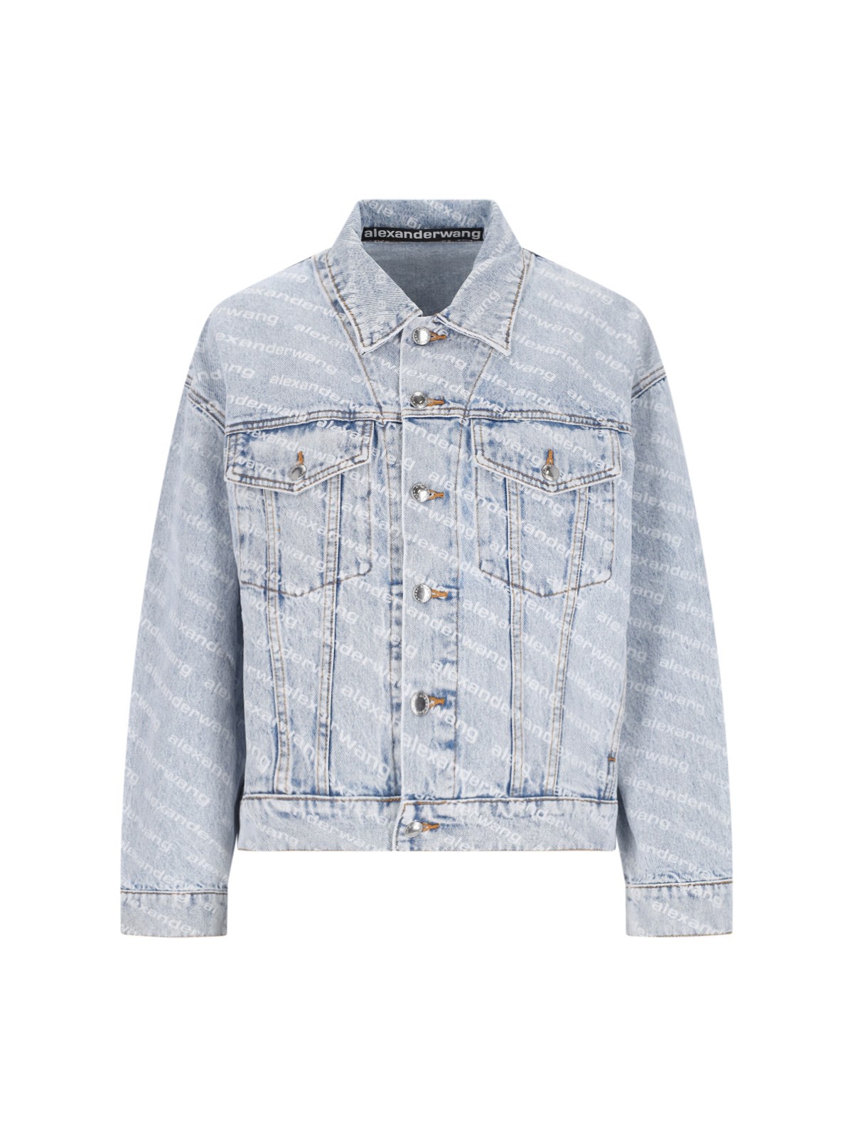 Shop Alexander Wang Denim Logo Jacket In Light Blue