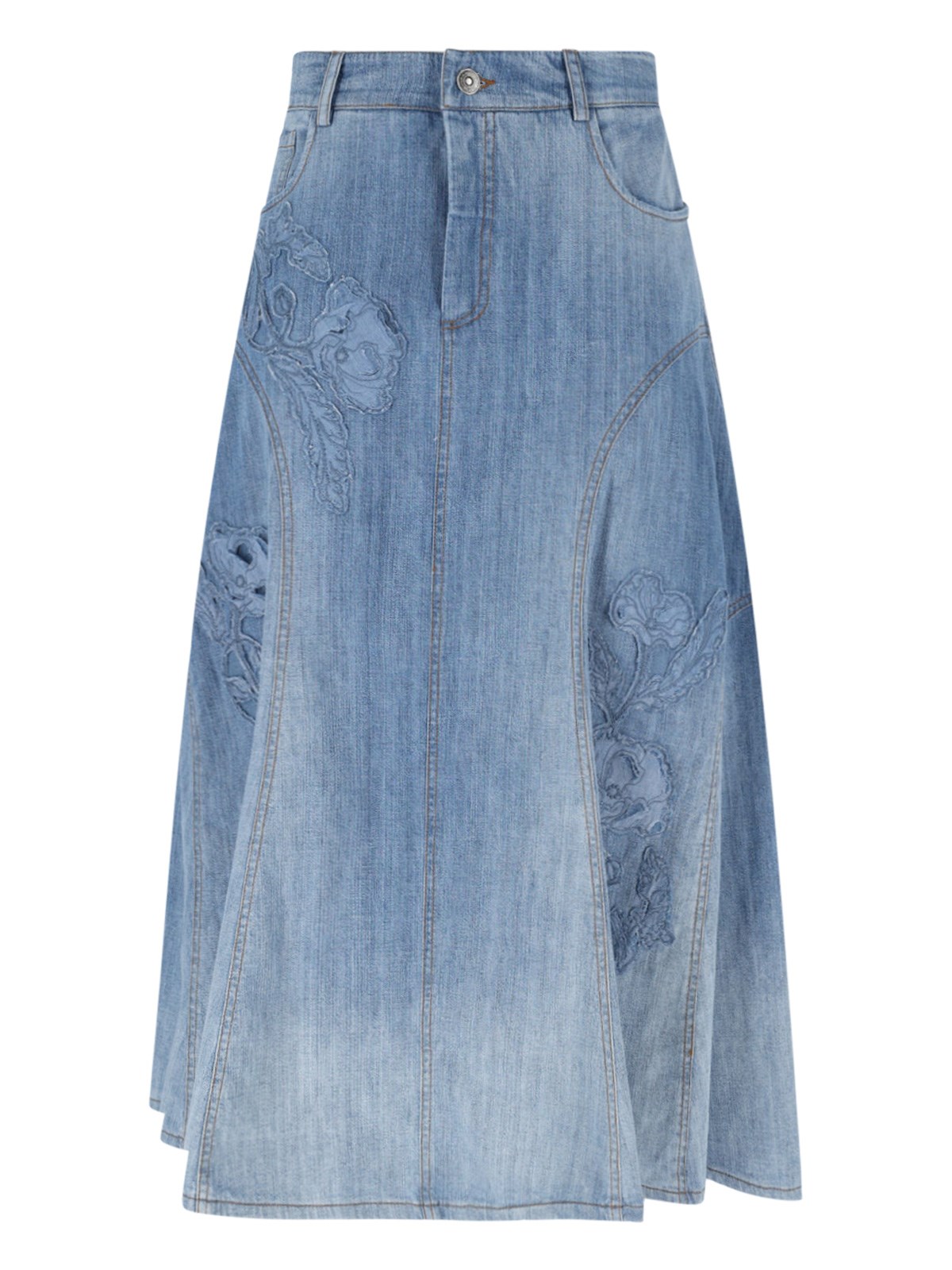 Ermanno Scervino Flared Midi Skirt In Blue