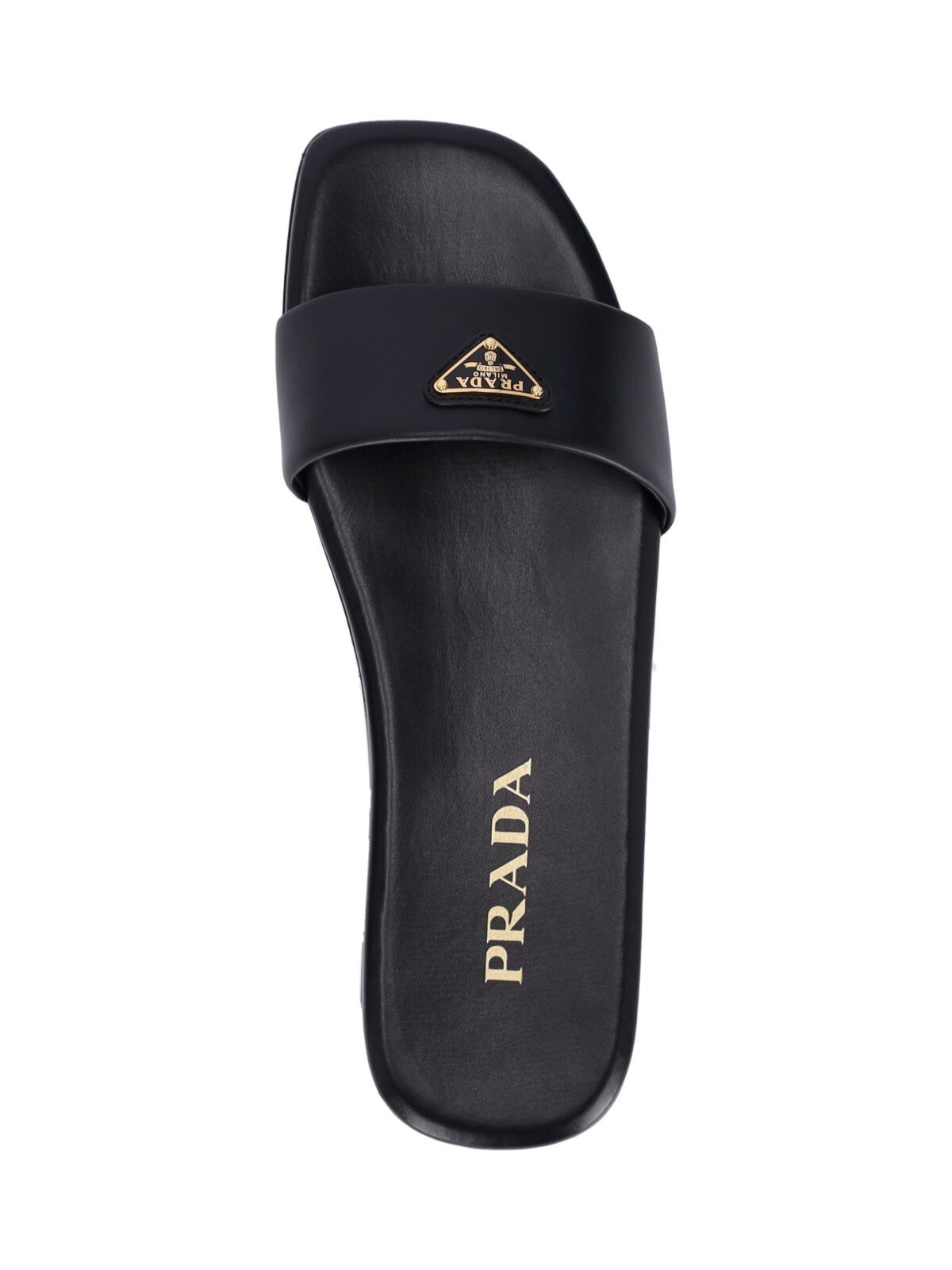 【関税＆送料込み】Prada Leather Slides With Logo Prada Leather Logo Slide Sandals | Neiman Marcus