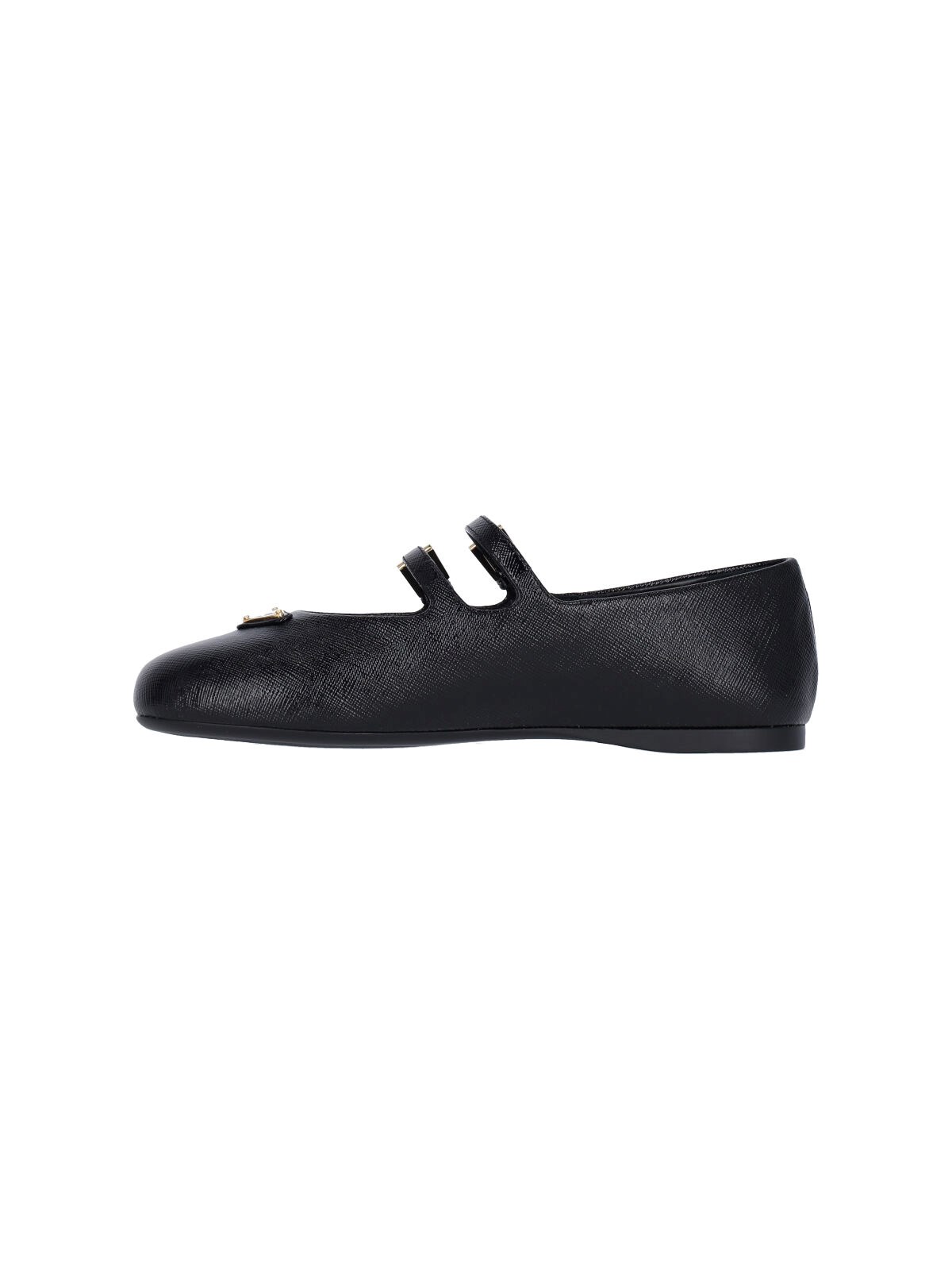 【PRADA】BALLET FLATS Prada - Black Patent Leather Logo Ballerina Flat