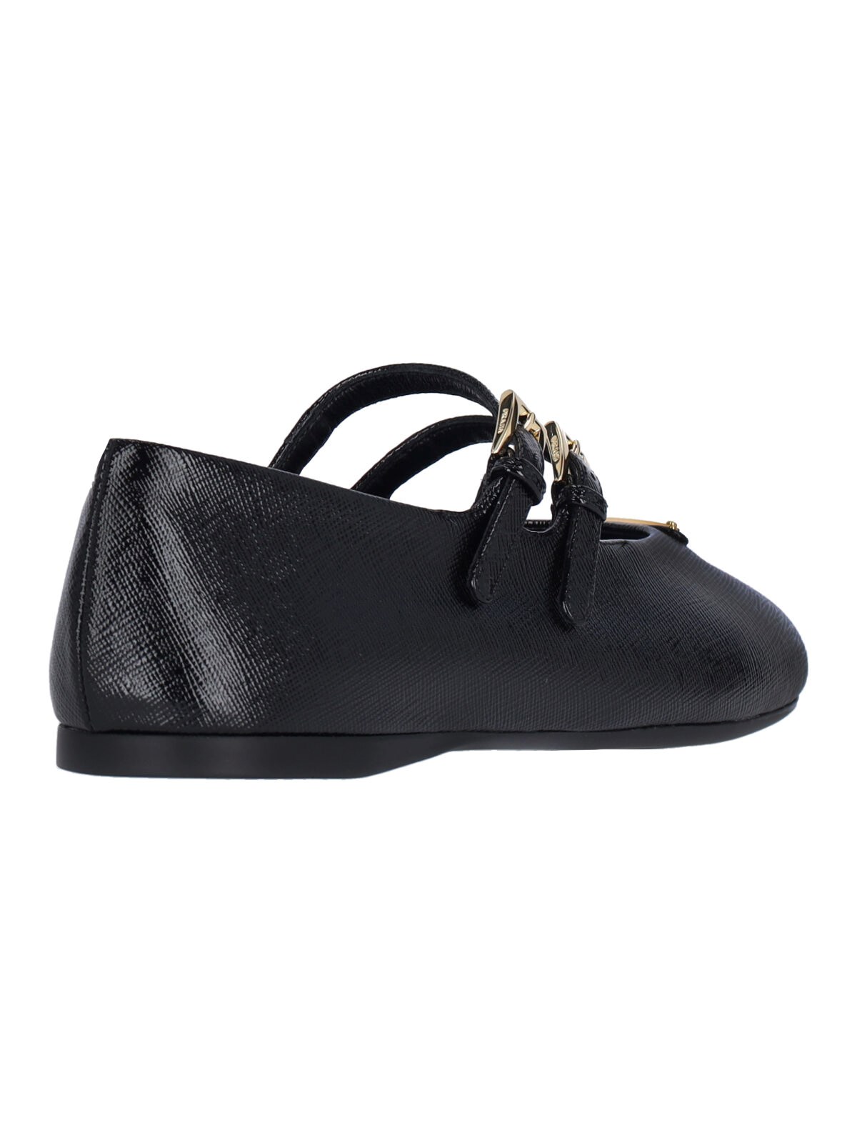 フラットシューズ PRADA Woman Ballet flats Black 1F111OF050YZU F0002 Prada - Black Leather Logo Ballerina Flat | Mitchell Stores