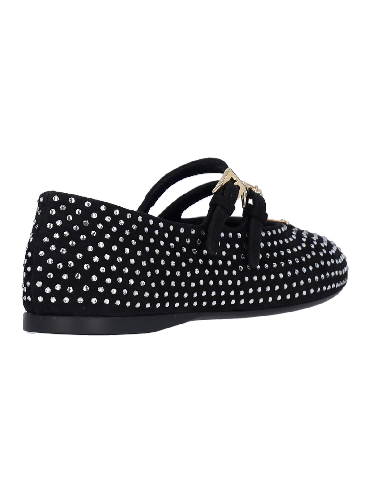 【可愛い水玉柄♪】PRADA Suede Ballerina With Crystals Black Suede Ballerinas With Crystals | PRADA