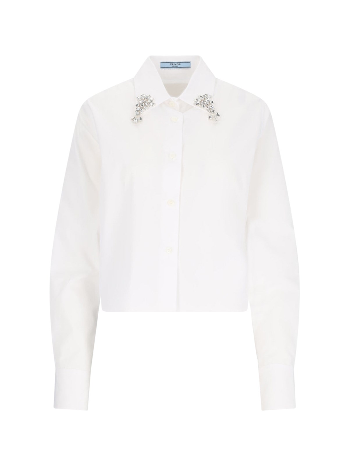 Shop Prada Cropped Shirt In White