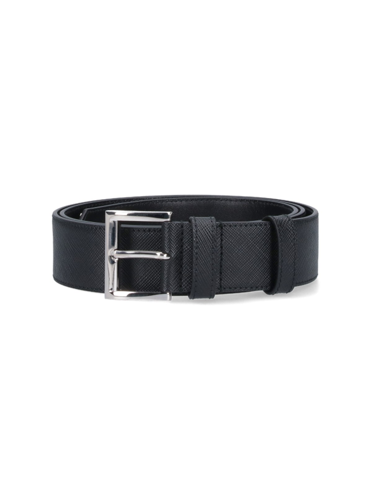 Shop Prada Saffiano Belt In Black  