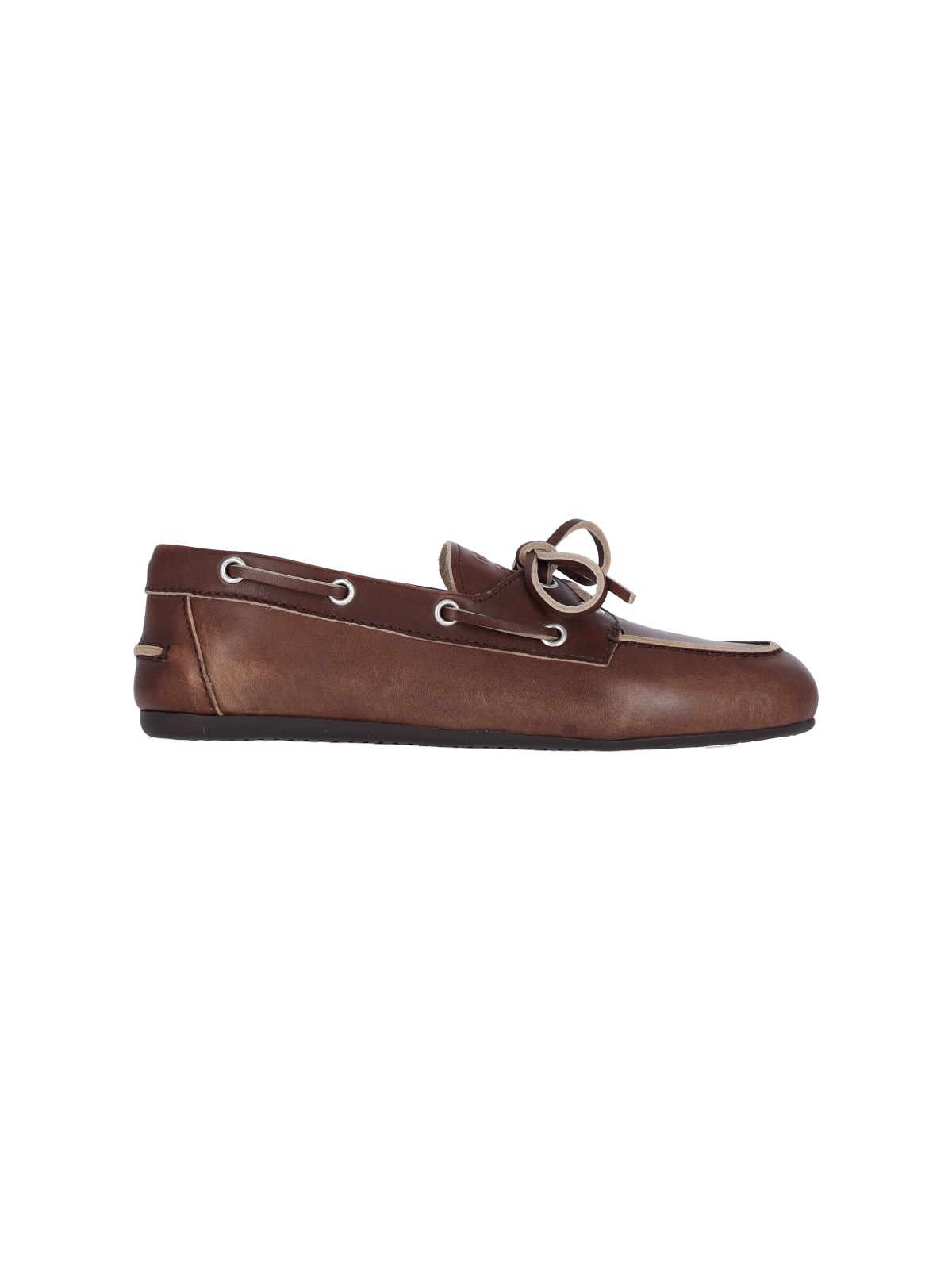 Miu Miu Logo Loafers In Brown