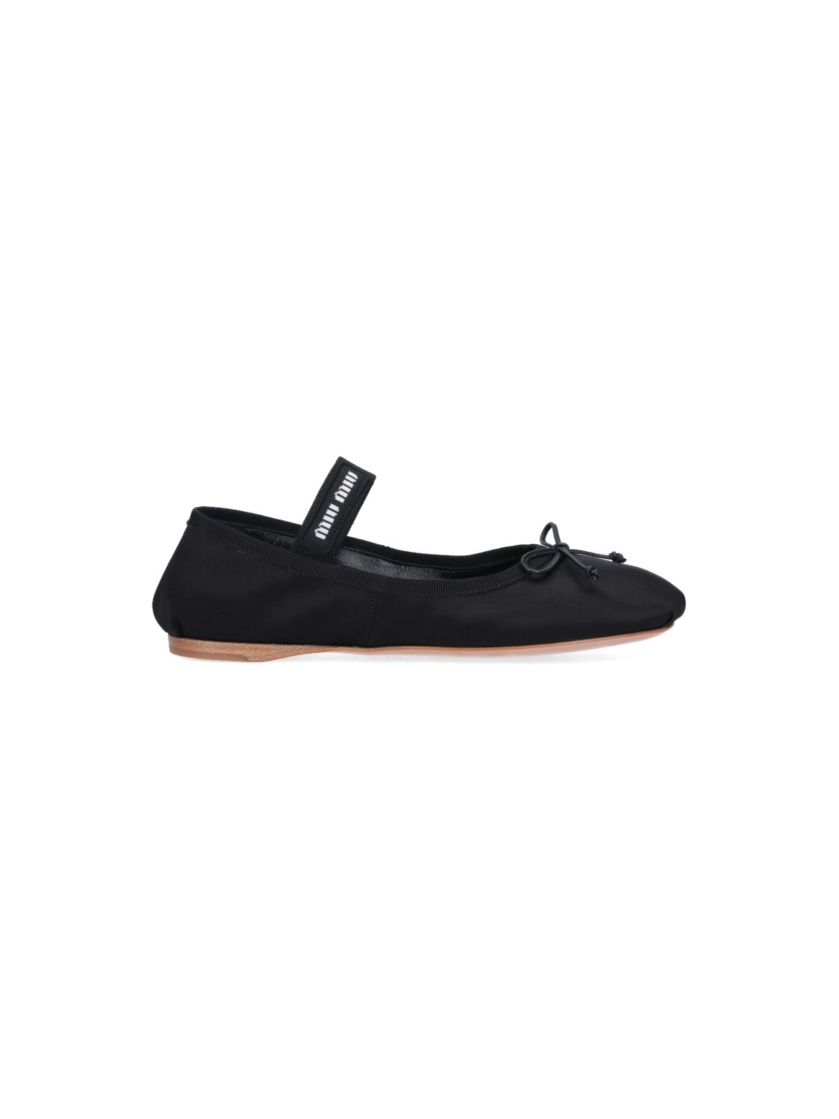 Shop Miu Miu Logo Ballet Flats In Black