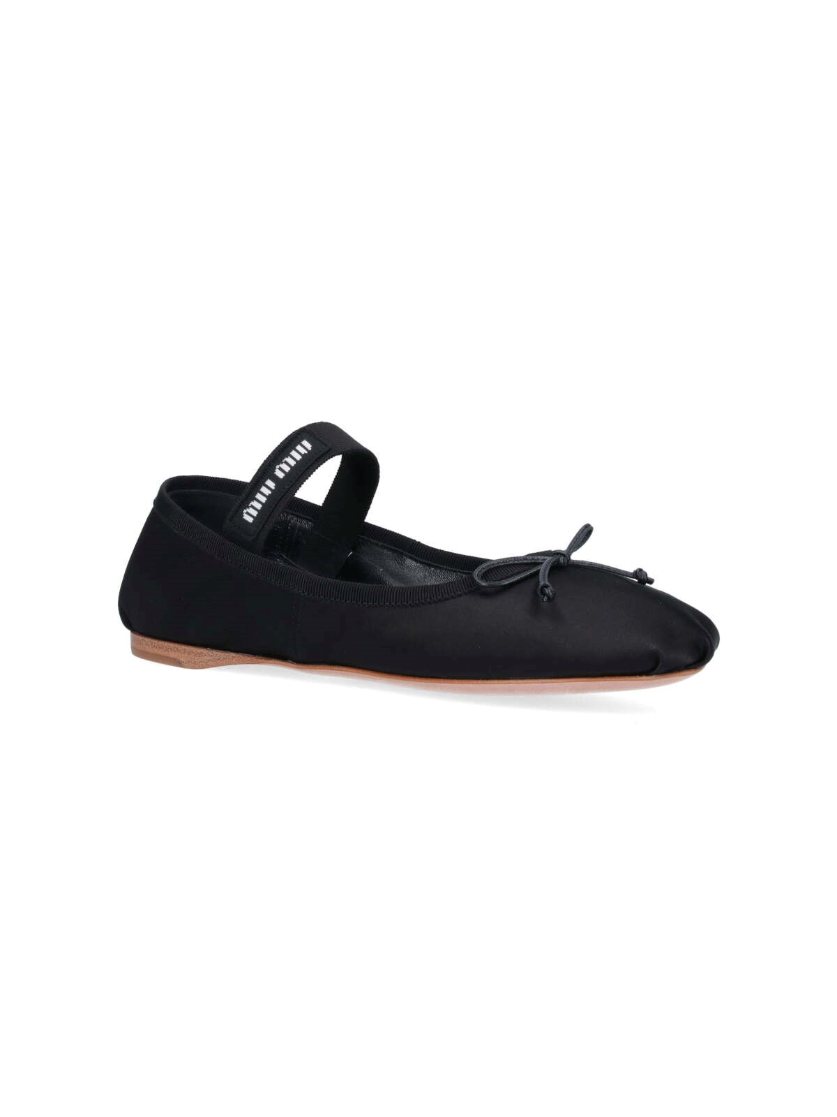 【関税込み】miu miu LOGO BALLET FLATS Miu Miu logo-patch Ballerina Shoes | Black | FARFETCH