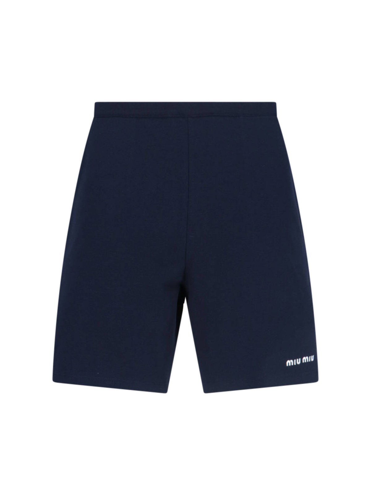 Miu Miu Women Logo Jogger Shorts In Blue