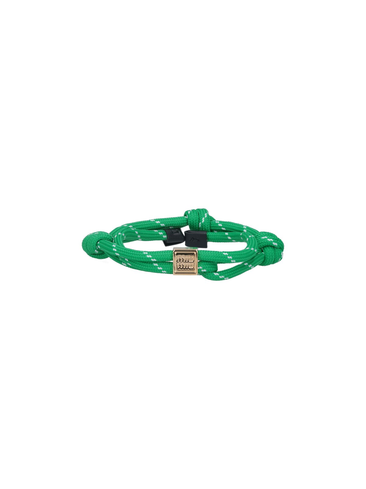 Miu Miu Emerald Green Rope Bracelet With Logo Women