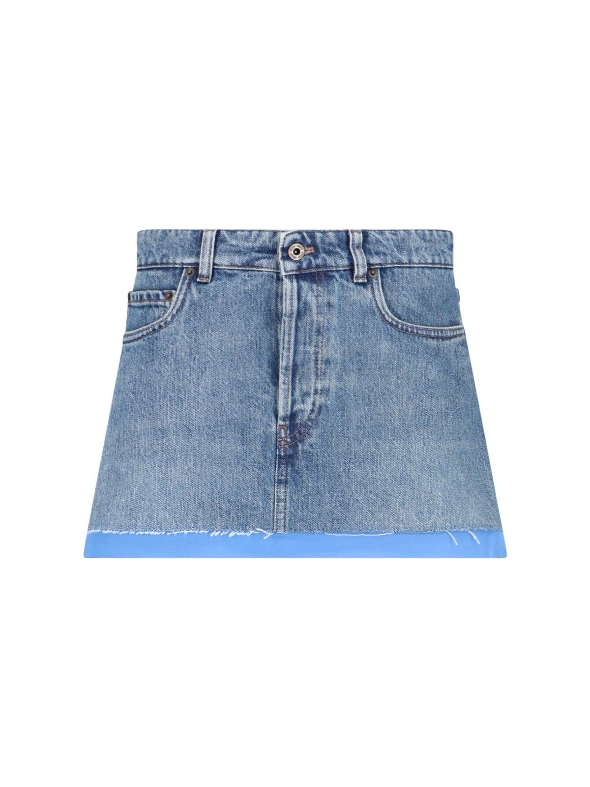Miu Miu Women Denim Mini Skirt In Blue