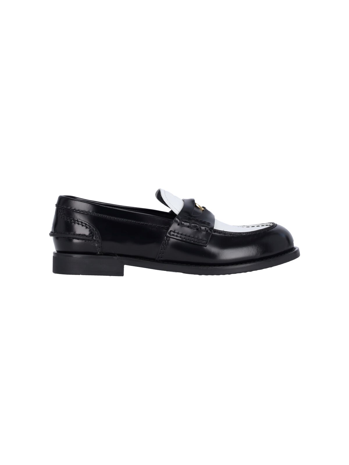 Miu Miu Black Leather Loafers In Black  