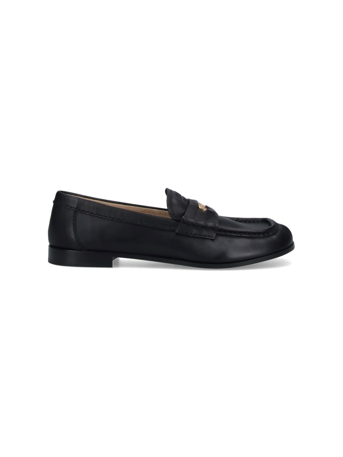 Miu Miu Black Leather Loafers In Black